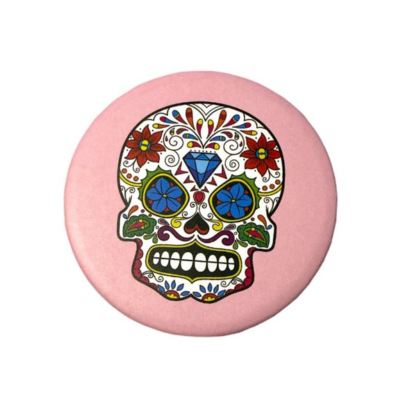 Sugar Skull Theme Round Folding Makeup Double Compact Mirror - Picture 1 of 2